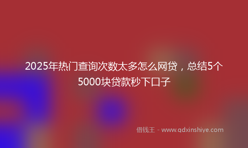 2025年热门查询次数太多怎么网贷，总结5个5000块贷款秒下口子