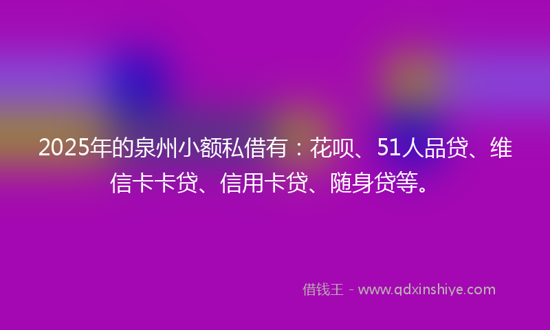 2025年的泉州小额私借有：花呗、51人品贷、维信卡卡贷、信用卡贷、随身贷等。