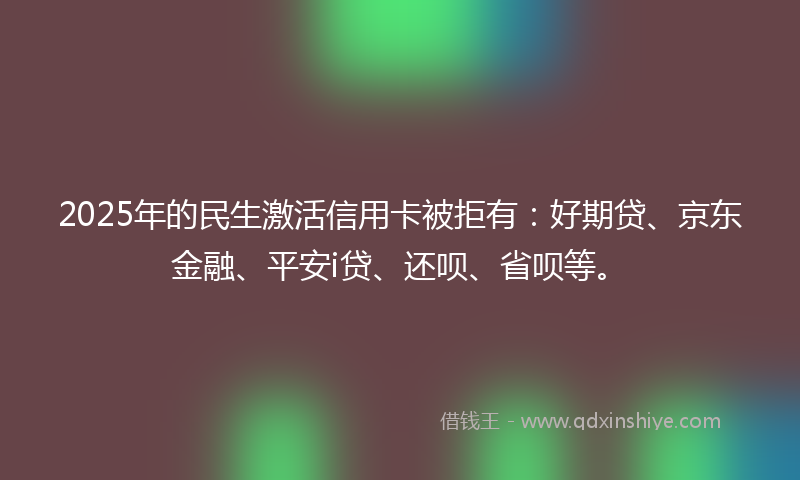 2025年的民生激活信用卡被拒有：好期贷、京东金融、平安i贷、还呗、省呗等。
