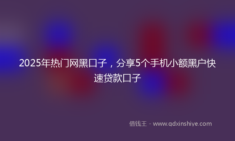 2025年热门网黑口子，分享5个手机小额黑户快速贷款口子