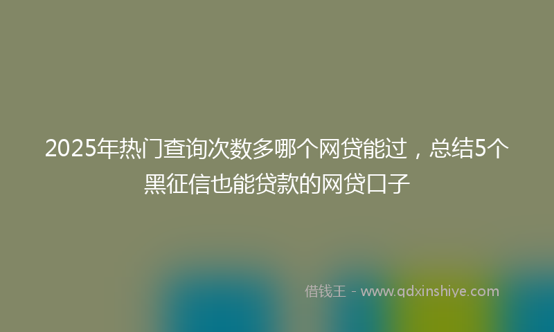 2025年热门查询次数多哪个网贷能过，总结5个黑征信也能贷款的网贷口子