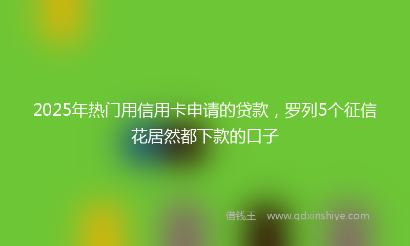 2025年热门用信用卡申请的贷款，罗列5个征信花居然都下款的口子