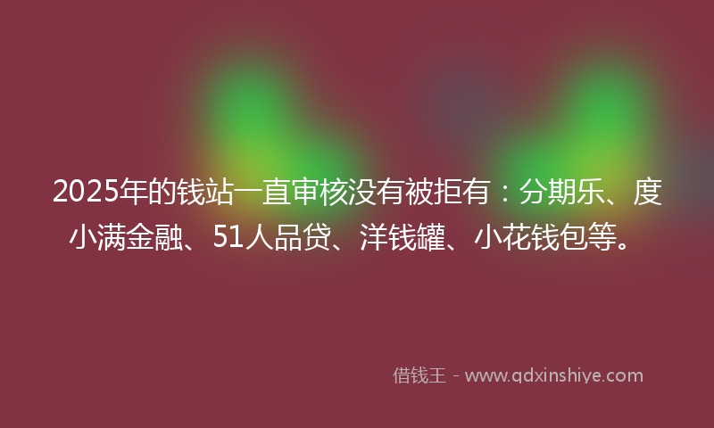 2025年的钱站一直审核没有被拒有：分期乐、度小满金融、51人品贷、洋钱罐、小花钱包等。