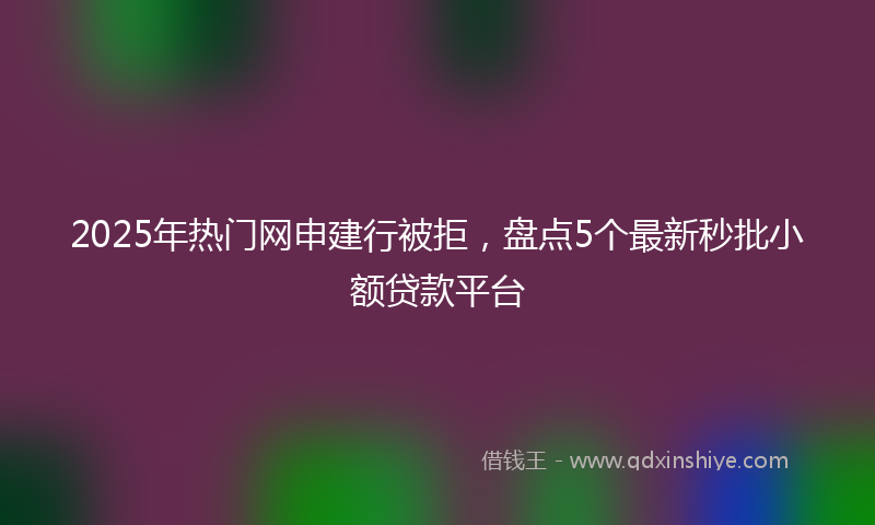 2025年热门网申建行被拒，盘点5个最新秒批小额贷款平台