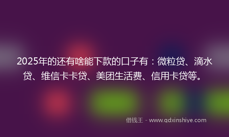 2025年的还有啥能下款的口子有：微粒贷、滴水贷、维信卡卡贷、美团生活费、信用卡贷等。