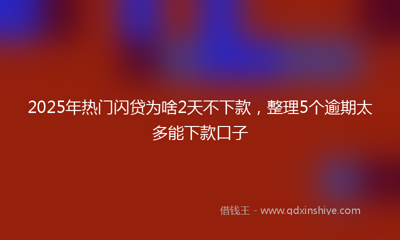 2025年热门闪贷为啥2天不下款，整理5个逾期太多能下款口子