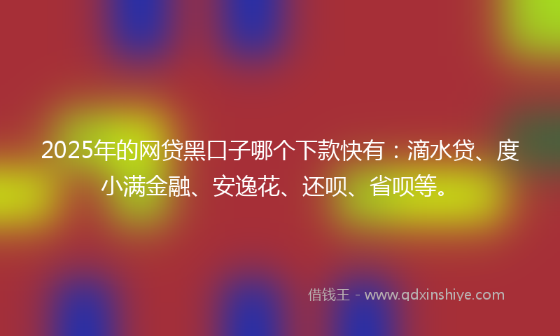2025年的网贷黑口子哪个下款快有：滴水贷、度小满金融、安逸花、还呗、省呗等。