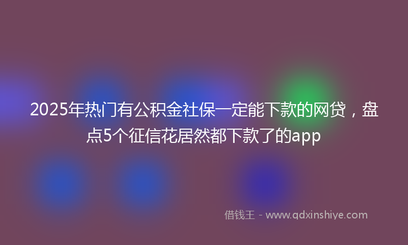 2025年热门有公积金社保一定能下款的网贷，盘点5个征信花居然都下款了的app