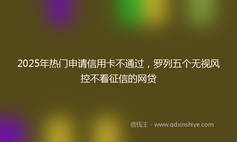 2025年热门申请信用卡不通过，罗列五个无视风控不看征信的网贷