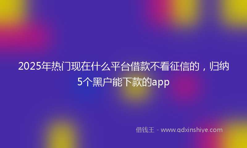 2025年热门现在什么平台借款不看征信的，归纳5个黑户能下款的app