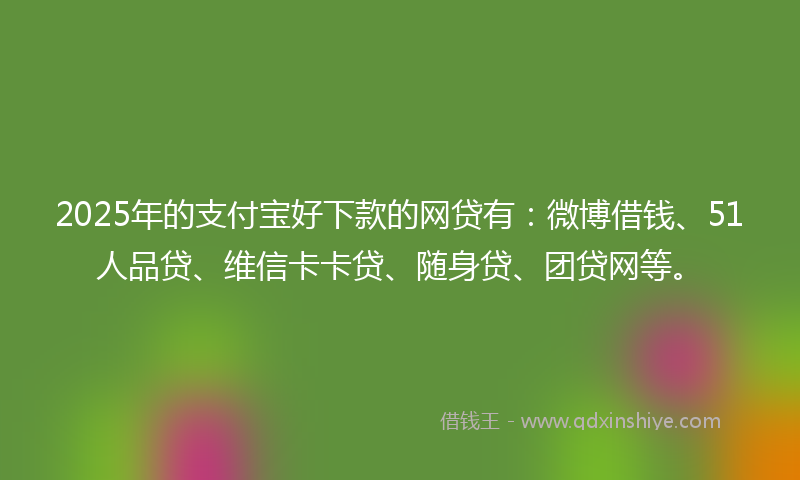 2025年的支付宝好下款的网贷有：微博借钱、51人品贷、维信卡卡贷、随身贷、团贷网等。