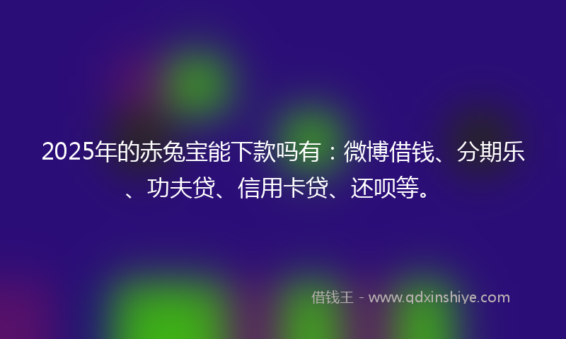 2025年的赤兔宝能下款吗有：微博借钱、分期乐、功夫贷、信用卡贷、还呗等。