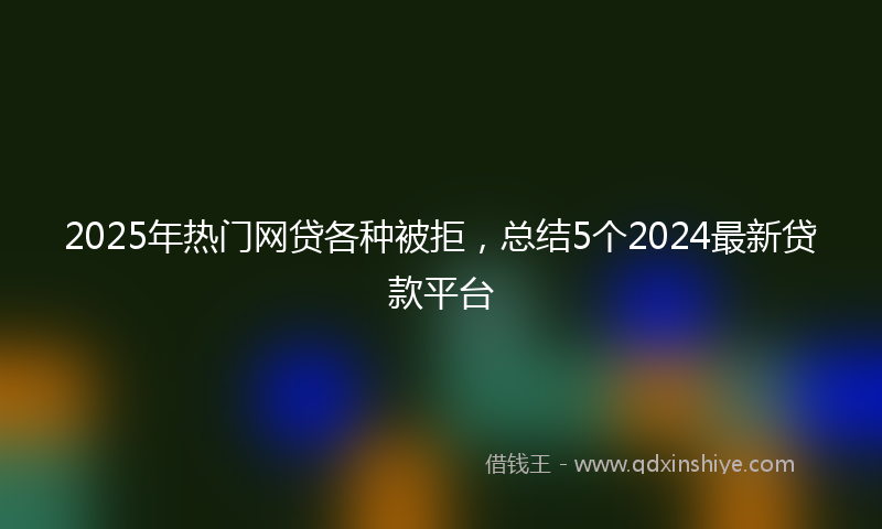 2025年热门网贷各种被拒，总结5个2024最新贷款平台