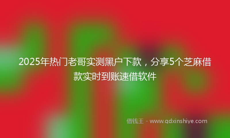 2025年热门老哥实测黑户下款，分享5个芝麻借款实时到账速借软件