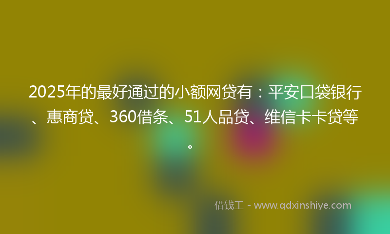 2025年的最好通过的小额网贷有：平安口袋银行、惠商贷、360借条、51人品贷、维信卡卡贷等。