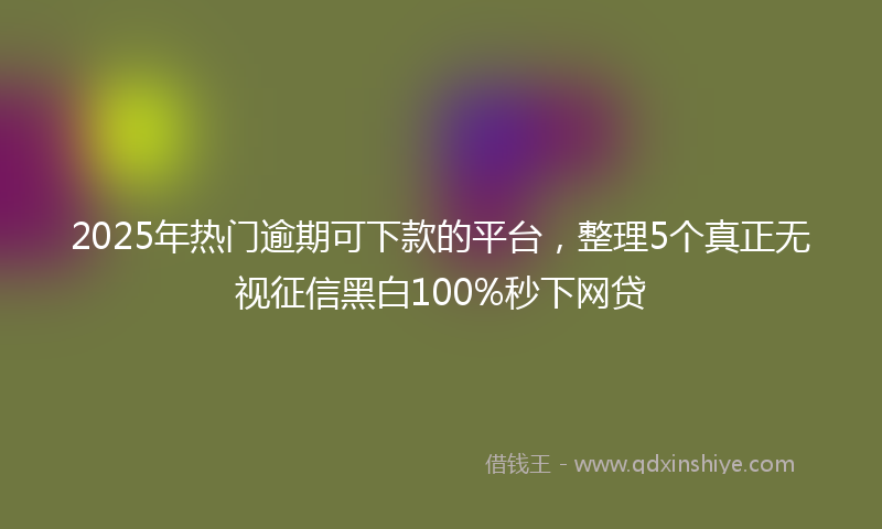 2025年热门逾期可下款的平台，整理5个真正无视征信黑白100%秒下网贷