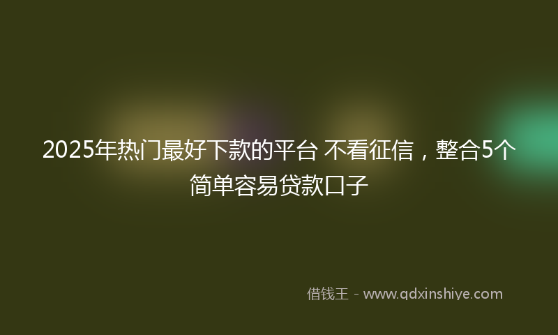 2025年热门最好下款的平台 不看征信，整合5个简单容易贷款口子