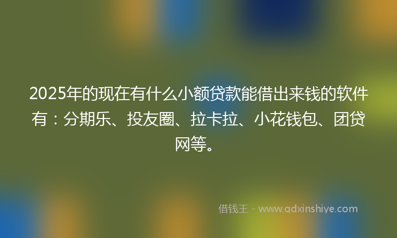 2025年的现在有什么小额贷款能借出来钱的软件有：分期乐、投友圈、拉卡拉、小花钱包、团贷网等。