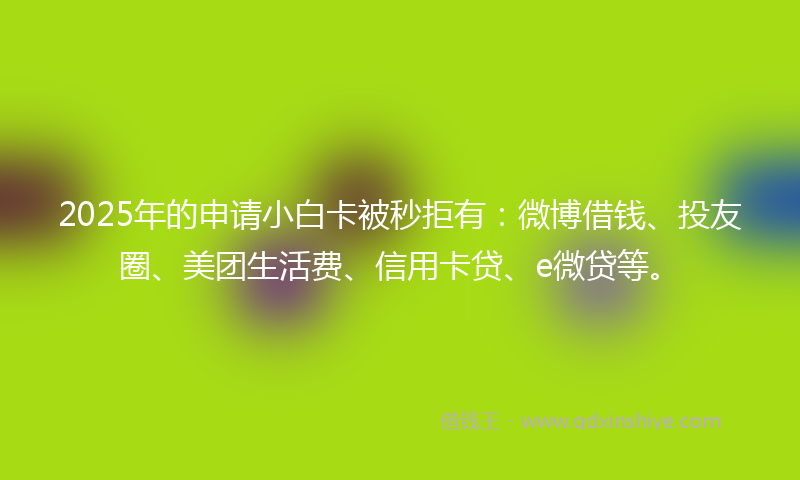 2025年的申请小白卡被秒拒有：微博借钱、投友圈、美团生活费、信用卡贷、e微贷等。