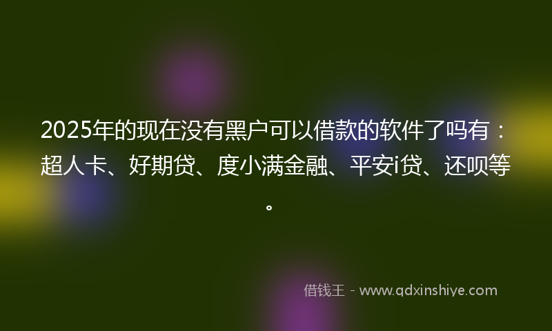 2025年的现在没有黑户可以借款的软件了吗有：超人卡、好期贷、度小满金融、平安i贷、还呗等。