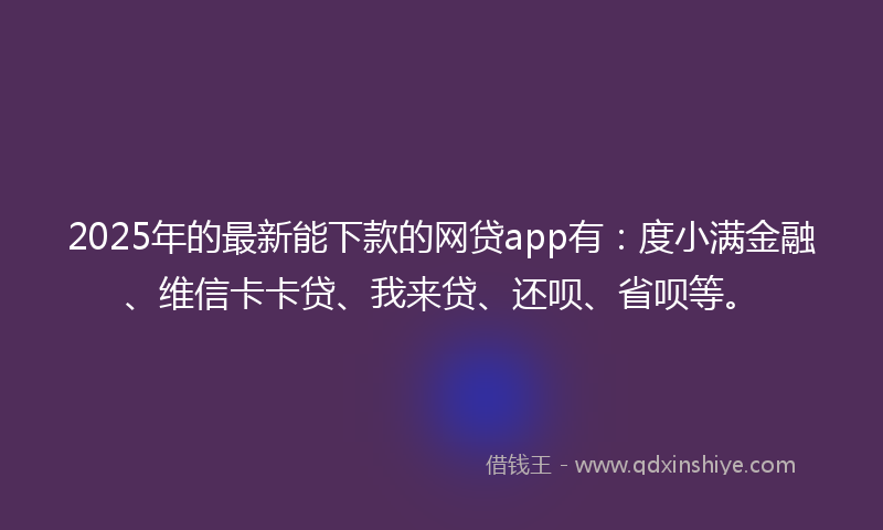 2025年的最新能下款的网贷app有：度小满金融、维信卡卡贷、我来贷、还呗、省呗等。