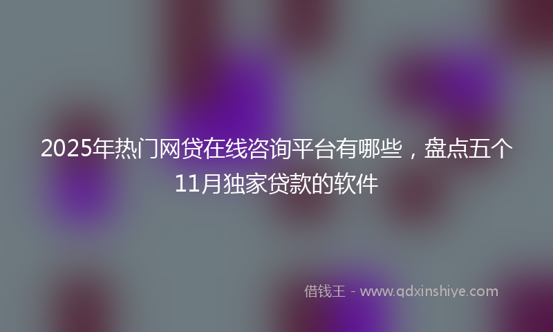 2025年热门网贷在线咨询平台有哪些，盘点五个11月独家贷款的软件