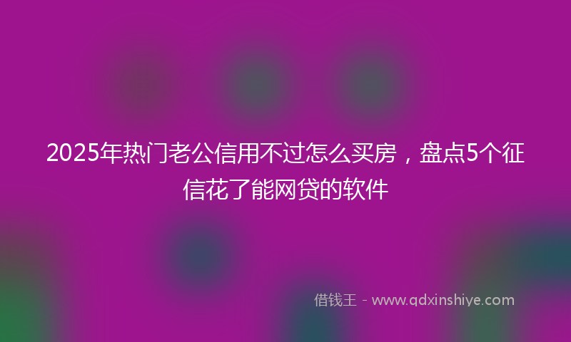 2025年热门老公信用不过怎么买房，盘点5个征信花了能网贷的软件