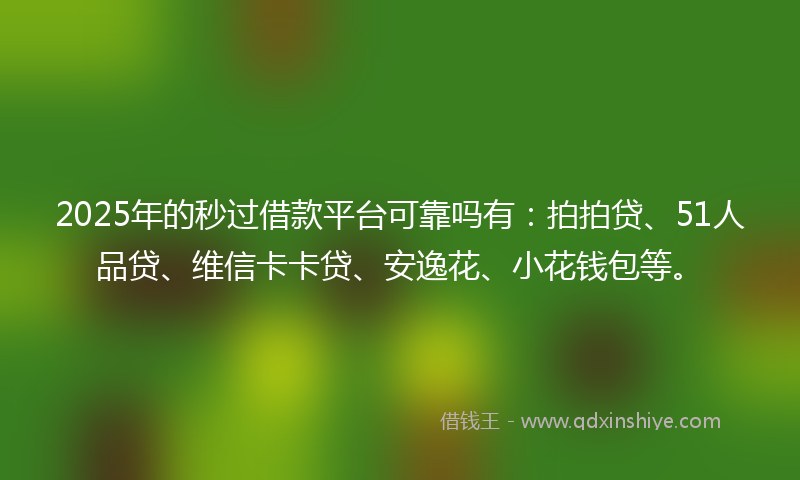 2025年的秒过借款平台可靠吗有：拍拍贷、51人品贷、维信卡卡贷、安逸花、小花钱包等。
