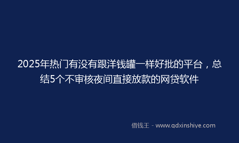2025年热门有没有跟洋钱罐一样好批的平台，总结5个不审核夜间直接放款的网贷软件