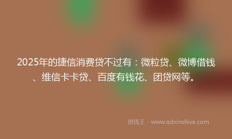 2025年的捷信消费贷不过有：微粒贷、微博借钱、维信卡卡贷、百度有钱花、团贷网等。