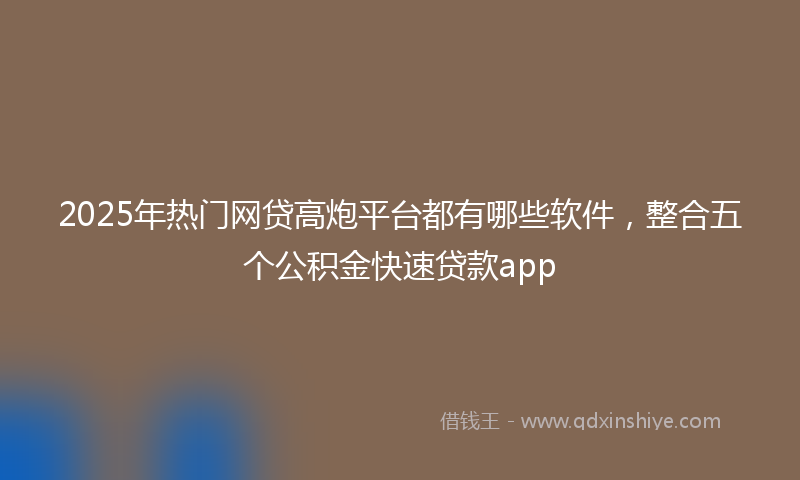 2025年热门网贷高炮平台都有哪些软件，整合五个公积金快速贷款app