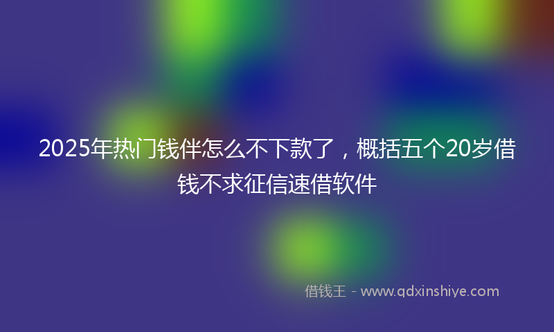 2025年热门钱伴怎么不下款了，概括五个20岁借钱不求征信速借软件