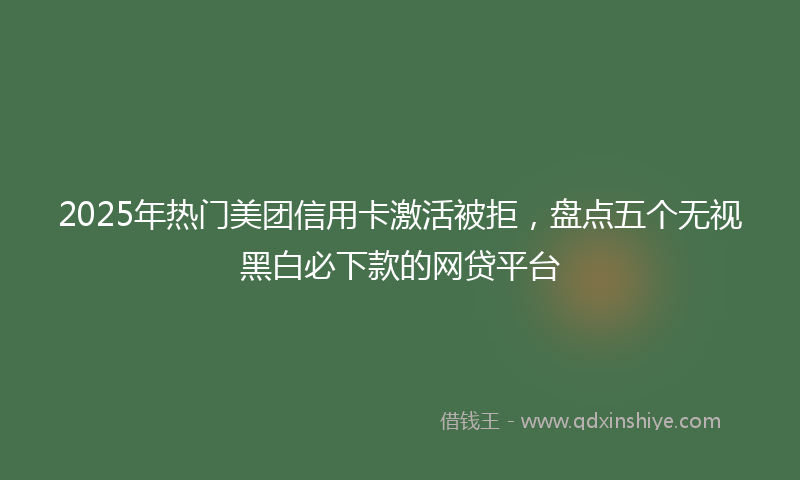 2025年热门美团信用卡激活被拒，盘点五个无视黑白必下款的网贷平台