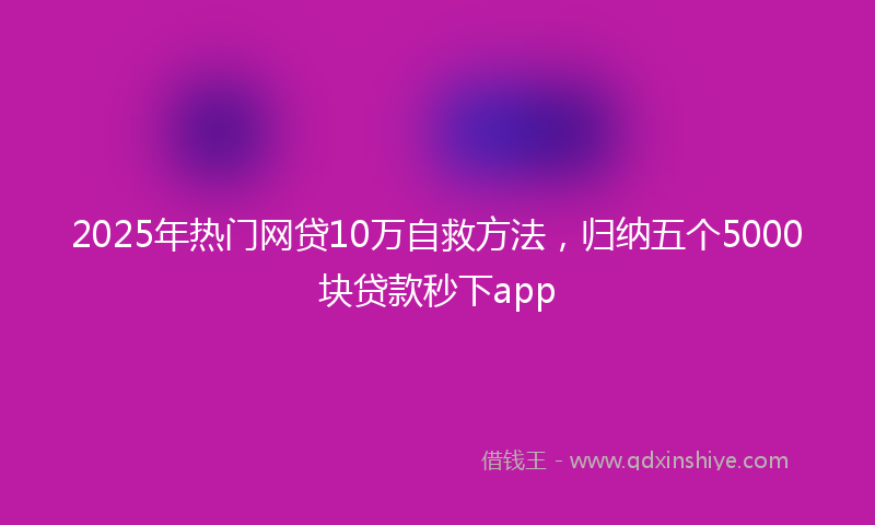 2025年热门网贷10万自救方法，归纳五个5000块贷款秒下app