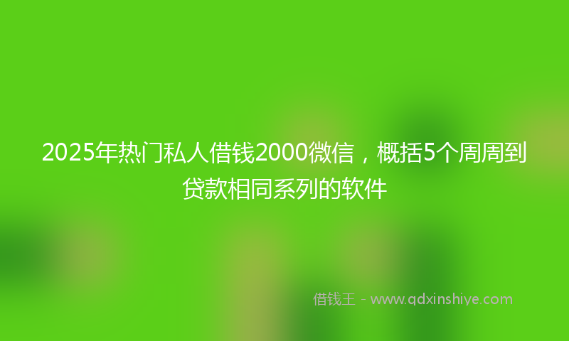 2025年热门私人借钱2000微信，概括5个周周到贷款相同系列的软件