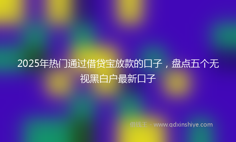2025年热门通过借贷宝放款的口子，盘点五个无视黑白户最新口子
