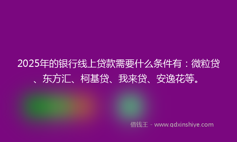 2025年的银行线上贷款需要什么条件有：微粒贷、东方汇、柯基贷、我来贷、安逸花等。