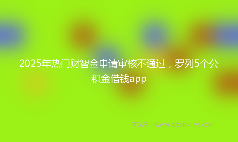 2025年热门财智金申请审核不通过，罗列5个公积金借钱app