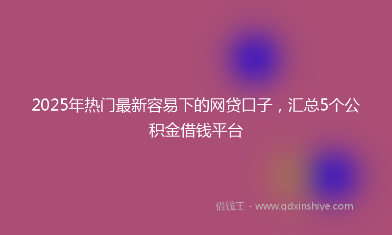 2025年热门最新容易下的网贷口子，汇总5个公积金借钱平台