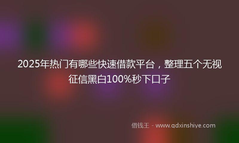 2025年热门有哪些快速借款平台，整理五个无视征信黑白100%秒下口子