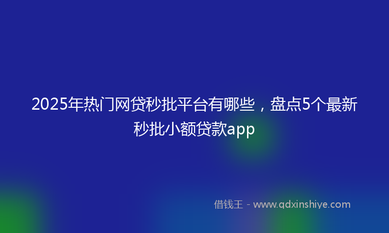 2025年热门网贷秒批平台有哪些，盘点5个最新秒批小额贷款app