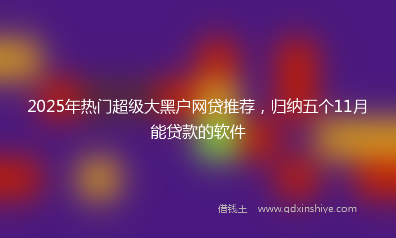 2025年热门超级大黑户网贷推荐，归纳五个11月能贷款的软件