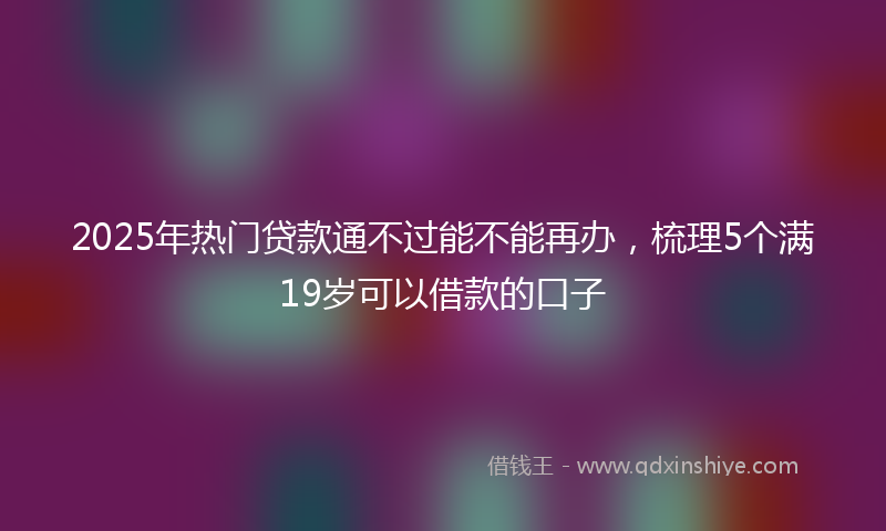 2025年热门贷款通不过能不能再办，梳理5个满19岁可以借款的口子