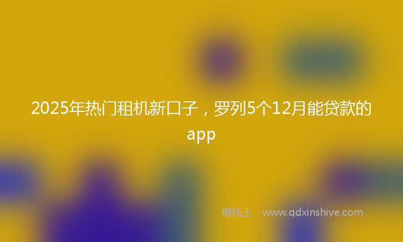 2025年热门租机新口子，罗列5个12月能贷款的app