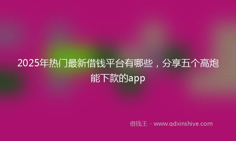 2025年热门最新借钱平台有哪些，分享五个高炮能下款的app