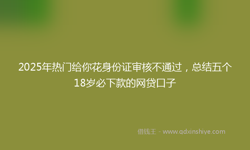 2025年热门给你花身份证审核不通过，总结五个18岁必下款的网贷口子