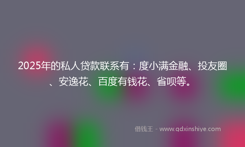 2025年的私人贷款联系有：度小满金融、投友圈、安逸花、百度有钱花、省呗等。