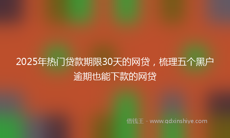 2025年热门贷款期限30天的网贷，梳理五个黑户逾期也能下款的网贷