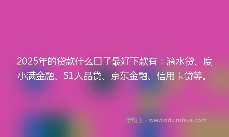 2025年的贷款什么口子最好下款有：滴水贷、度小满金融、51人品贷、京东金融、信用卡贷等。