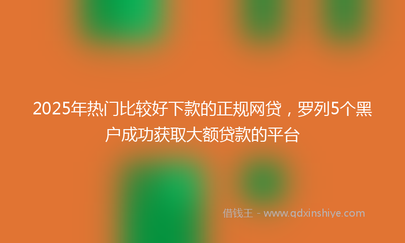 2025年热门比较好下款的正规网贷，罗列5个黑户成功获取大额贷款的平台